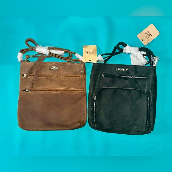 Estalon Handbags - Bundle of Brown and Black Leather Crossbody Bags